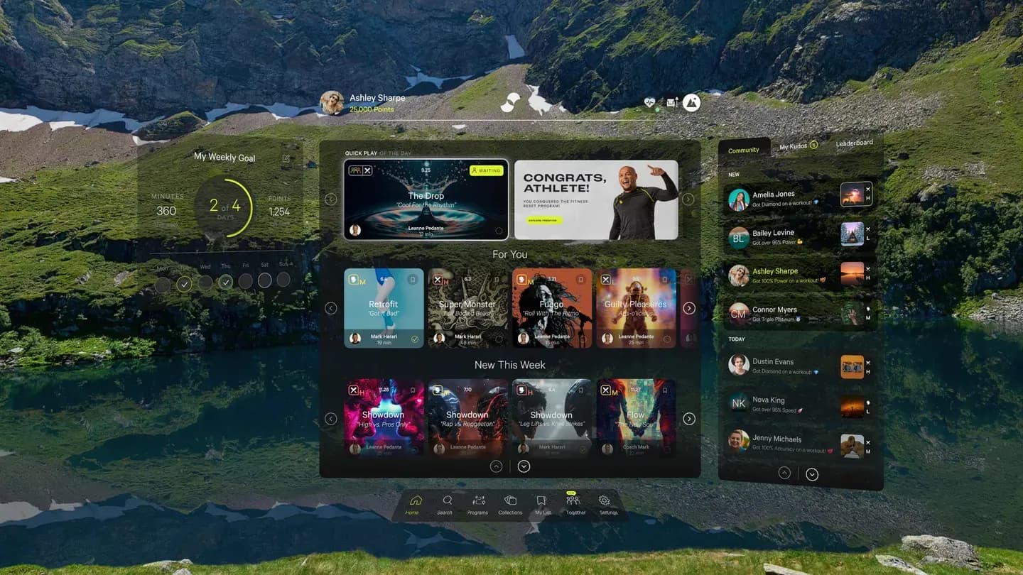 The new Supernatural home screen above a mountain lake